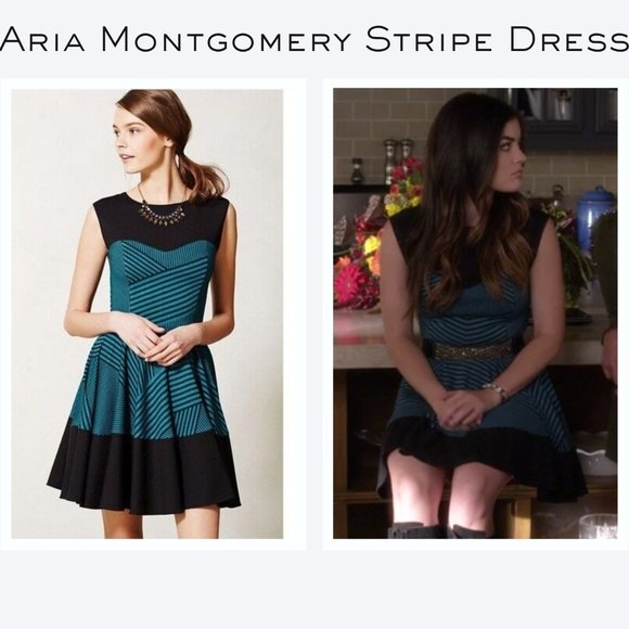 Swing Stripe Dress ASO Aria Montgomery PLL - Picture 1 of 5